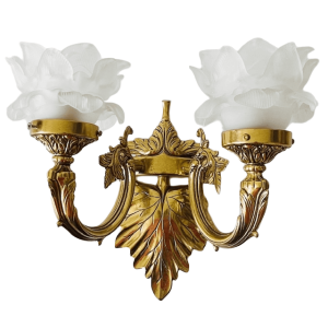 Vintage mid-century messing barok rococo wandlamp roos 1950’s