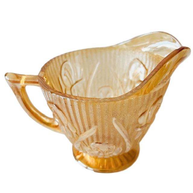 Vintage roomstel Jeanette Carnival glas perzik 1930’s - Afbeelding 7