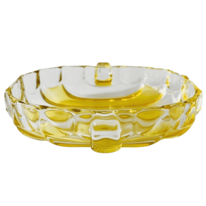 Vintage August Walther & Sohne glazen schaaltje geel 1970’s