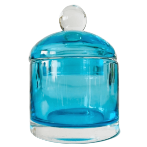 Vintage glazen bonbonnière blauw glas 1970’s