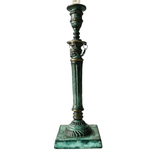 Antieke bronzen kandelaar groen patina 1900’s