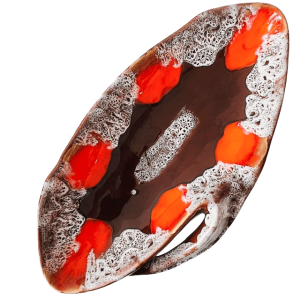 Vintage mid-century Vallauris keramiek fruitschaal oranje bruin 1960’s