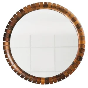 Mid-century Deens design ronde spiegel teak 1960’s