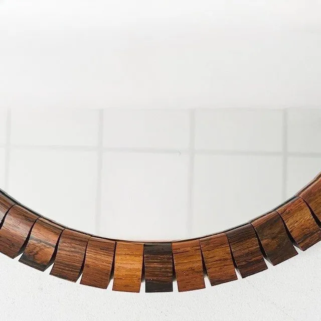 Mid-century Deens design ronde spiegel teak 1960’s - Afbeelding 5