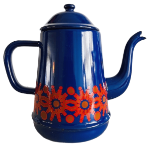 Vintage Finel Arabia Emaille koffiekan blauw Kaj Gabriel Franck 1960’s