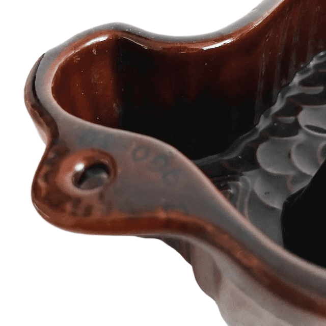 Vintage visvorm Scheurich Cerabac West-Germany keramiek bruin glazuur 1970’s - Afbeelding 8