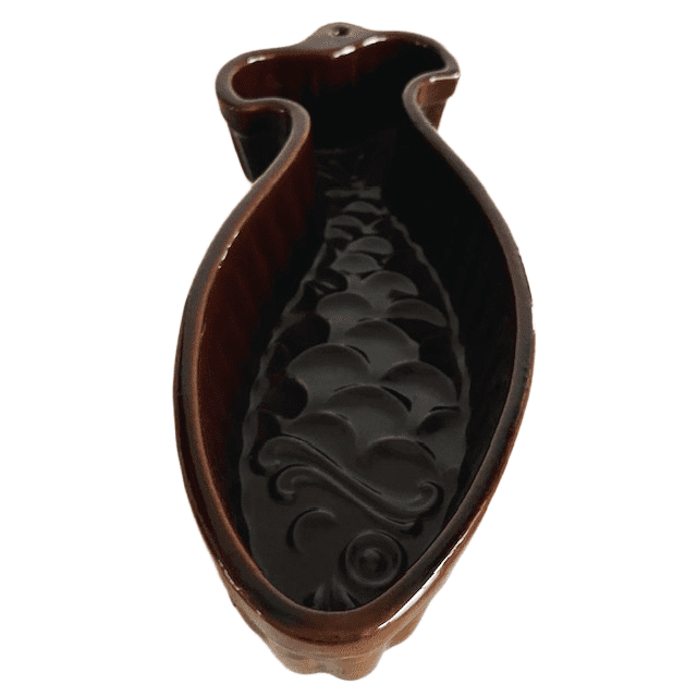 Vintage visvorm Scheurich Cerabac West-Germany keramiek bruin glazuur 1970’s - Afbeelding 5