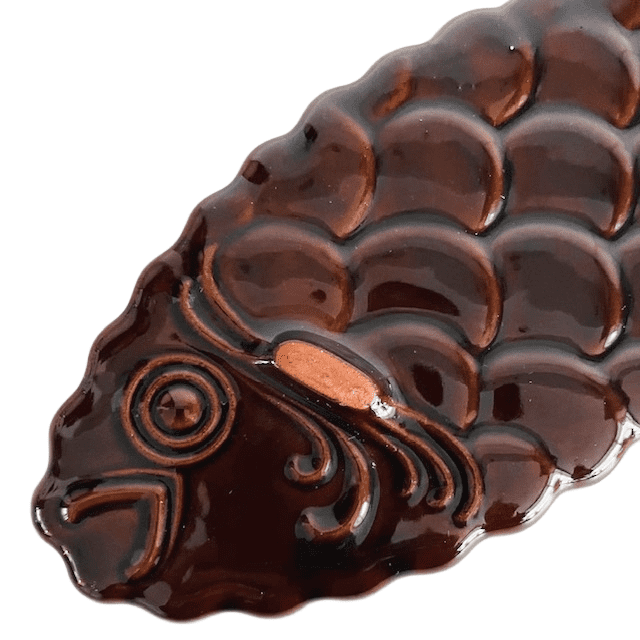 Vintage visvorm Scheurich Cerabac West-Germany keramiek bruin glazuur 1970’s - Afbeelding 3