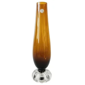 Vintage mid-century Bo Borgstrom Aseda Glasbruk Vaas Amber Brown 1960’s