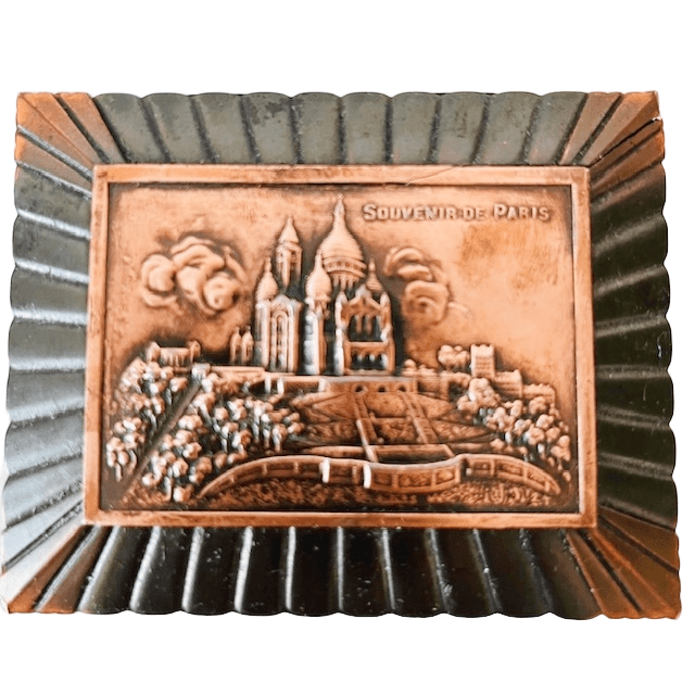 Antiek Art deco Orféar Paris sieradendoosje Notre Dame koper 1920’s - Afbeelding 2