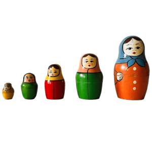 Vintage Russische nestpoppen matroesjka set russian doll handbeschilderd 1960’s
