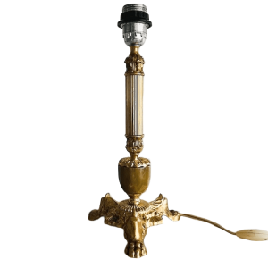 Franse hoge lampenvoet barok marmer messing 1950’s