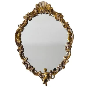 Franse barok gouden spiegel messing putti 1950’s