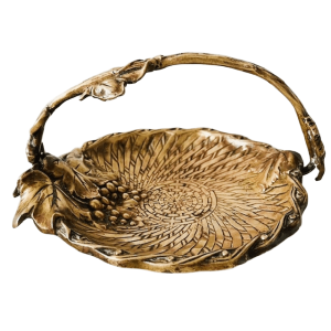 Antieke art nouveau messing schaaltje vlechtwerk wijnbladeren 1900’s
