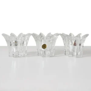 Set Vintage Italiaanse Royal Crystal Rock Laurus Star loodkristal waxinelichthouders 1980’s