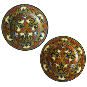 Antieke set handgeschilderde Rhodian sierbordjes Plateelbakkerij Zuid-Holland 1920’s