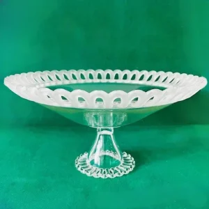 Vintage mid-century kristallen fruitschaal dessertschaal op voet kristal 1960’s
