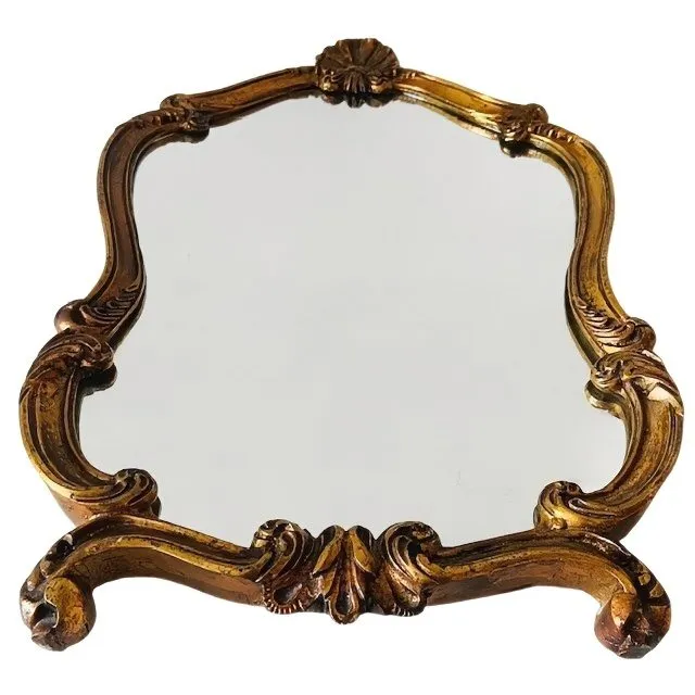 Vintage barok mid-century gouden XL kuifspiegel bladgoud 1950’s - Afbeelding 6