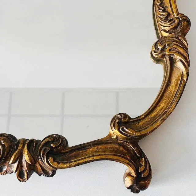 Vintage barok mid-century gouden XL kuifspiegel bladgoud 1950’s - Afbeelding 4