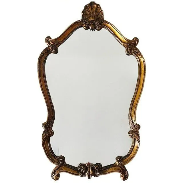 Vintage barok mid-century gouden XL kuifspiegel bladgoud 1950’s - Afbeelding 2