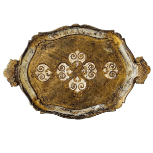 Vintage Florentijns Dienblad goud mintgroen 1970’s