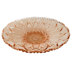 Vintage Art Deco XL roze kristallen fruitschaal roze Rosaline 1930’s