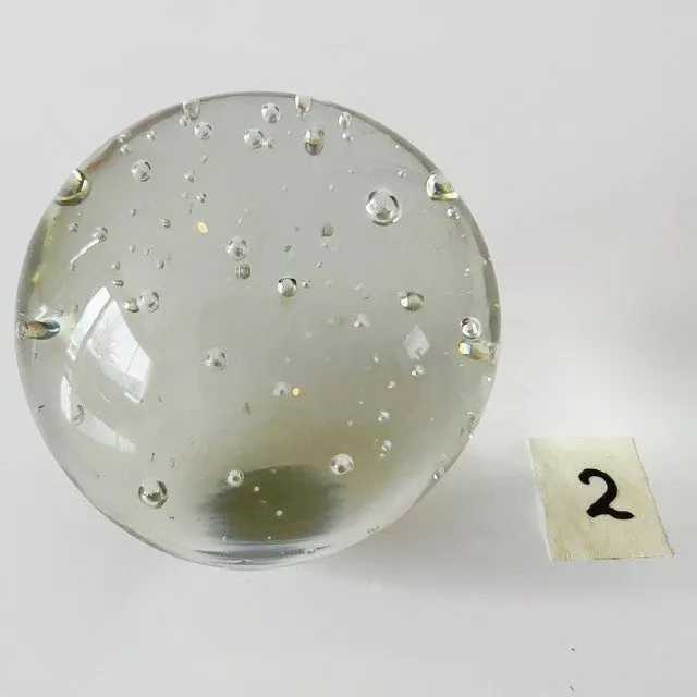 Vintage bolvormige Presse-papier helder kristal glas kleine lucht bubbels 6 cm - Afbeelding 4