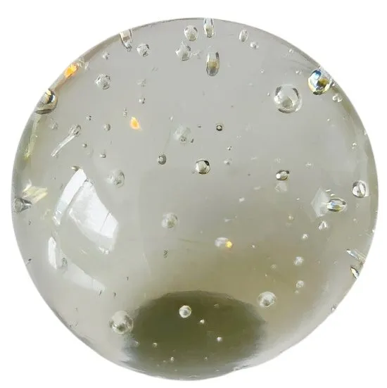 Vintage bolvormige Presse-papier helder kristal glas kleine lucht bubbels 6 cm - Afbeelding 3