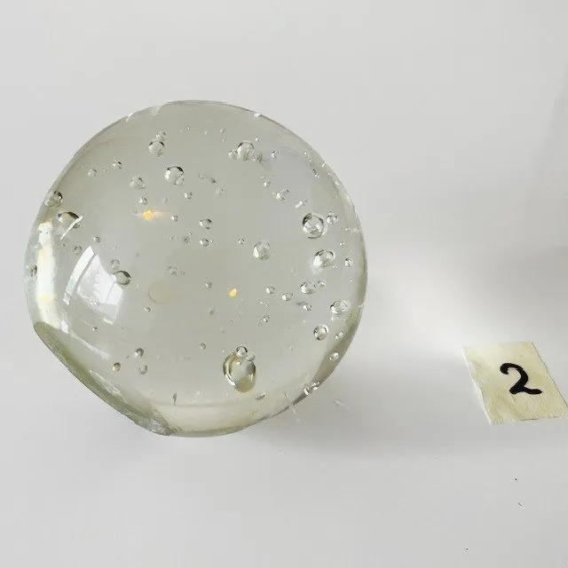 Vintage bolvormige Presse-papier helder kristal glas kleine lucht bubbels 6 cm - Afbeelding 6