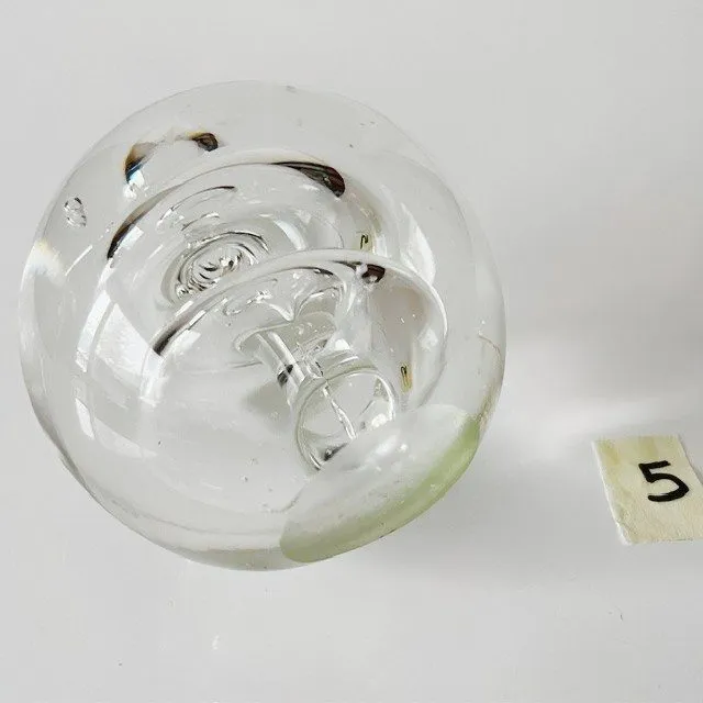 Vintage bolvormige Presse-papier kristal swirl transparant 7 cm - Afbeelding 6