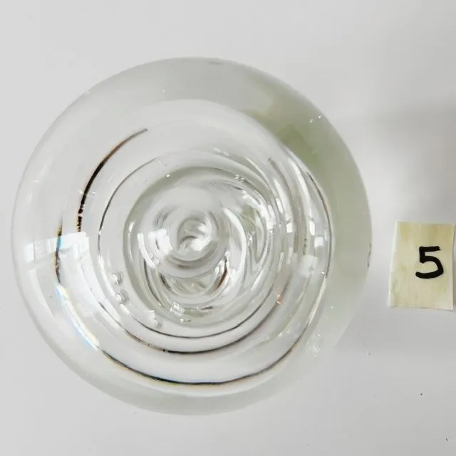 Vintage bolvormige Presse-papier kristal swirl transparant 7 cm - Afbeelding 7