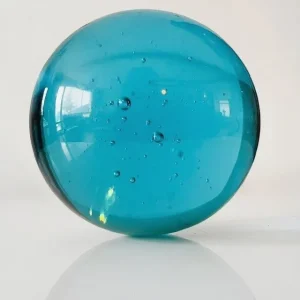 Vintage Murano glazen papiergewicht presse papier blauw glas 1980’s