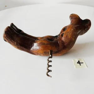 Vintage mid-century Franse kurkentrekker 4 wortelhout wijnrank 1950’s