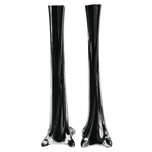 Vintage set mid-century slimline vazen zwart glas 1970’s