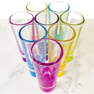 Set vintage Crisa borrelglaasjes Tequila Shot multi colour kerst