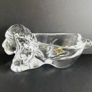 Vintage Vannes le Châtel France hond beeldje schaaltje kristal 1970’s