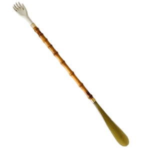 Vintage Mid-century Franse schoenlepel rugschraper faux bamboe resin 1960’s