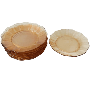 Set Crowny tien dessertbordjes Parelmoer perzik 1960’s