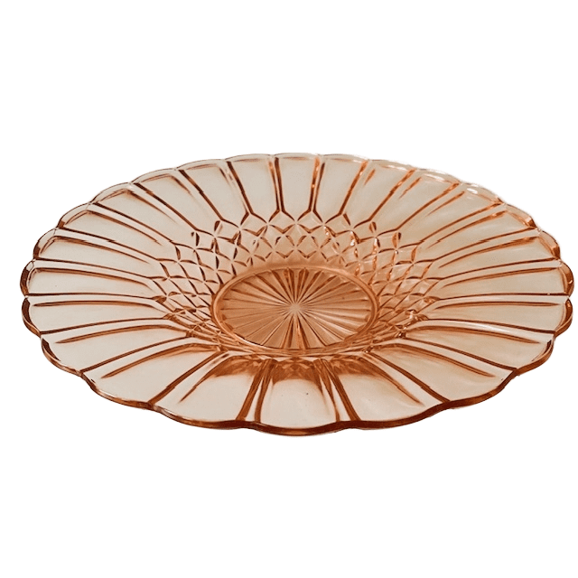 Art deco fruitschaal schaal rosaline roze glas schaal 1930’s - Afbeelding 2