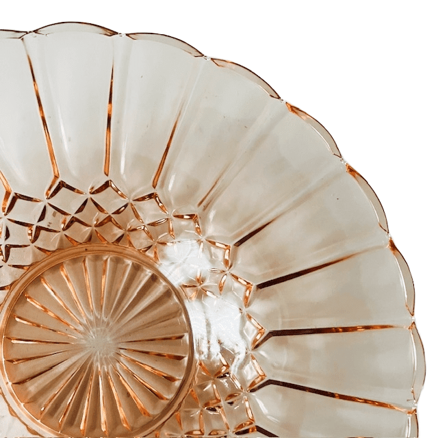 Art deco fruitschaal schaal rosaline roze glas schaal 1930’s - Afbeelding 6