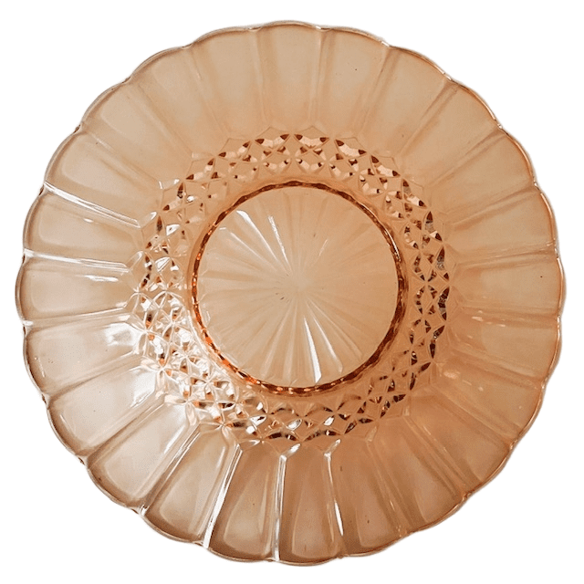 Art deco fruitschaal schaal rosaline roze glas schaal 1930’s - Afbeelding 7