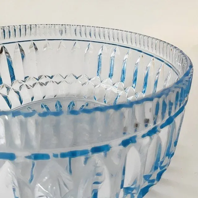 Antieke fruitschaal glas lichtblauw Art deco 1930’s - Afbeelding 3