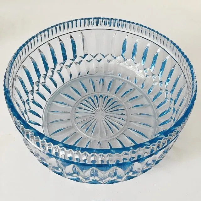 Antieke fruitschaal glas lichtblauw Art deco 1930’s - Afbeelding 4