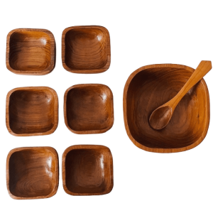 Vintage mid-century houten schaaltjes set teak 1970’s