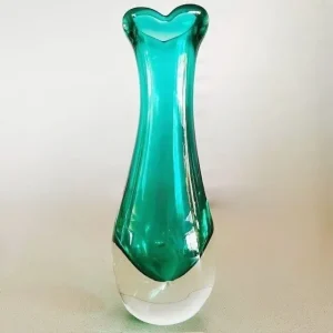 Vintage mid-century Murano glas  Chambord vaas Fratelli Toso groen turquoise 1950’s