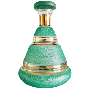 Vintage mid-century likeur decanter karaf turquoise gesuikerd Booms Glas 1950’s