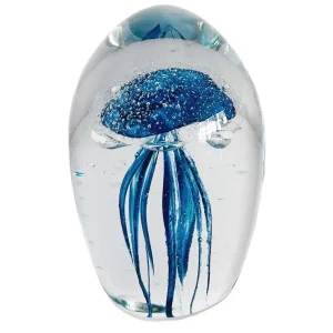 Vintage glazen Presse papier blauwe kwal Hollywood Regency