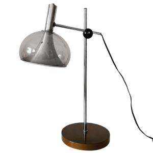 Vintage space age Dijkstra tafellamp verchroomd grijs plexiglas 1970’s