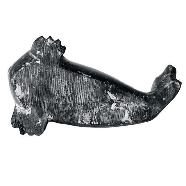 Vintage Inuit Canadese handgesneden zeehond sculptuur beeldje speksteen 1960’s - Afbeelding 6