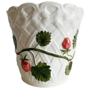 Mid-century witte Portugese bloempot aardbeien 1970’s